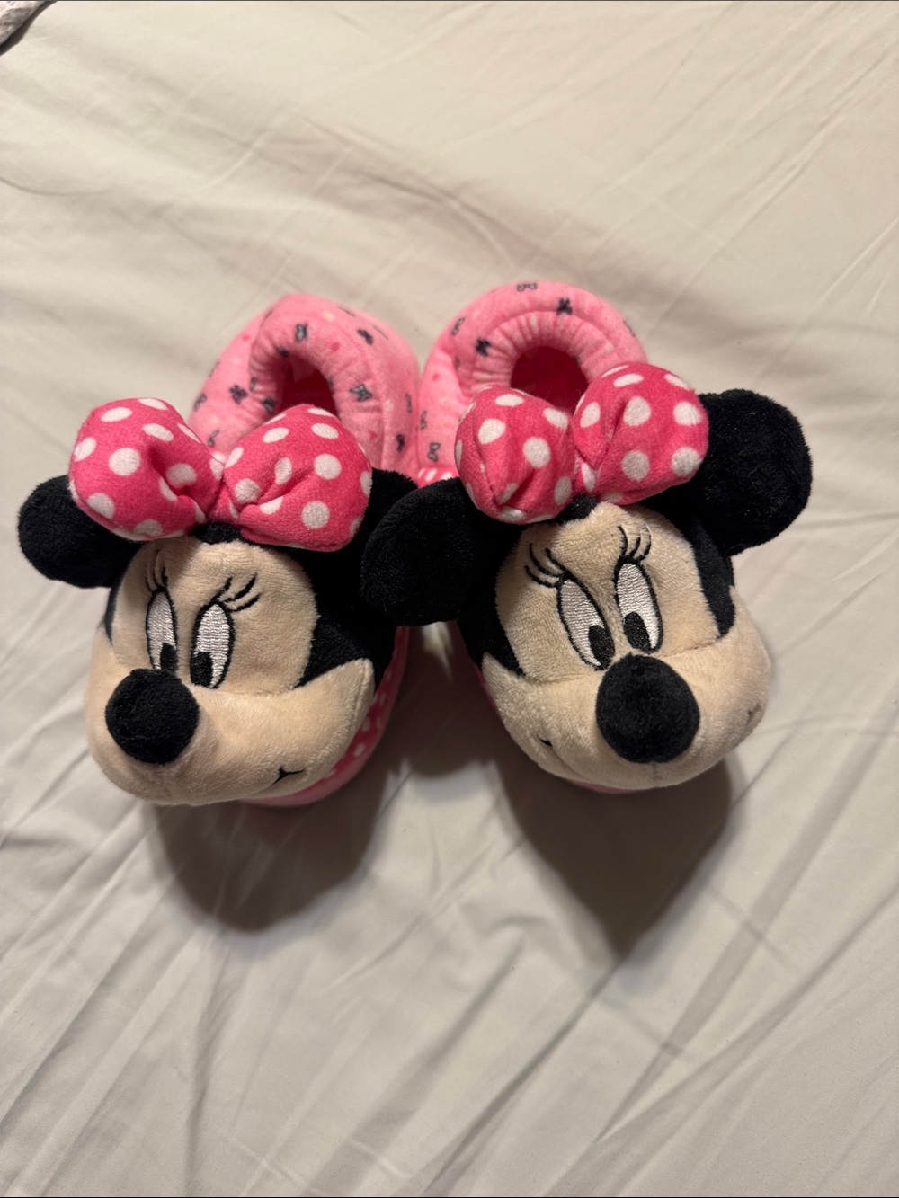 Pink Minnie Mouse Plush Kids Slippers kids 7-8